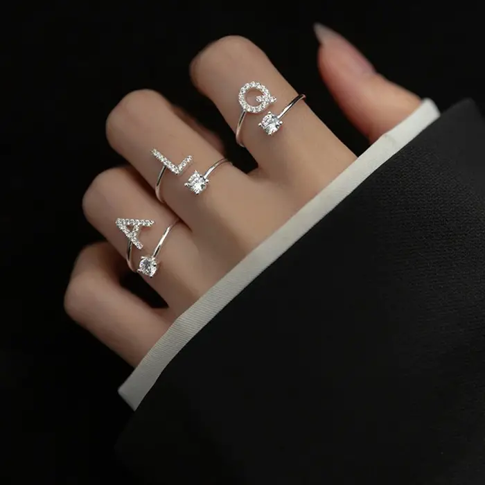 Anneau personnalisé en alliage de zinc serti de zirconium pour femme occasions spéciales partys mariages anniversaires cadeaux quotidiens