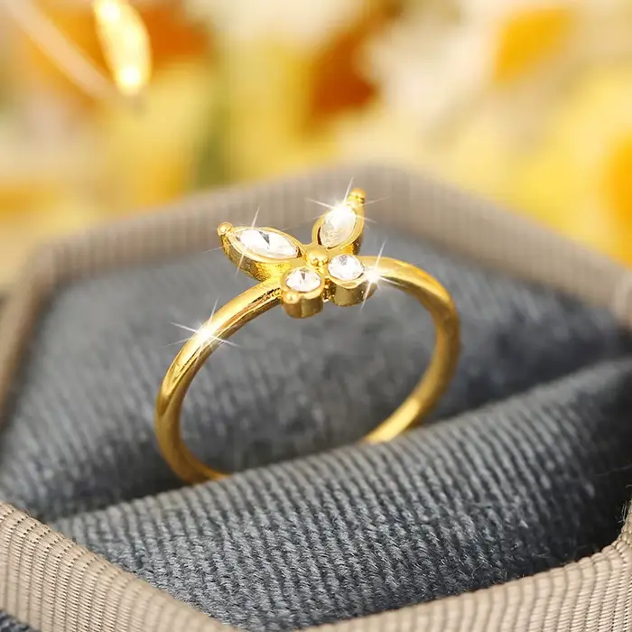 Bague Papillon Élégante pour Femme, Style Français Exquis, Tendance, Accessoire de Doigt Populaire T