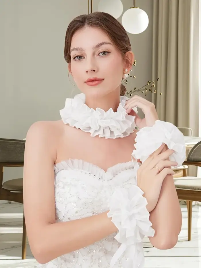 Ensemble de colliers et bracelets en dentelle pour femmes, motifs géométriques, idéal pour les occasions spéciales, cosplay, fêtes de Noël, Pâques et réveillon du Nouvel An