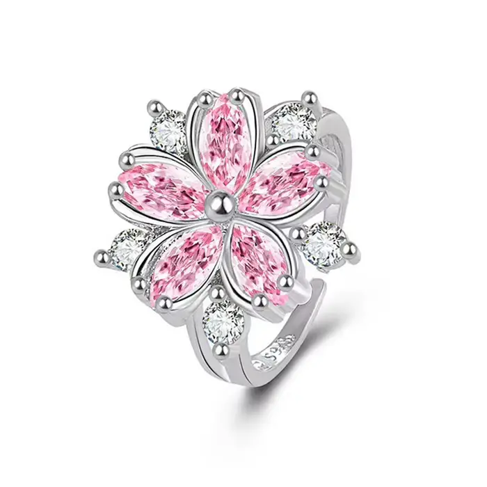 Bague en argent Sterling 925 pour femmes, magnifique pierre de Zircon rose brillant, bijoux fins de 