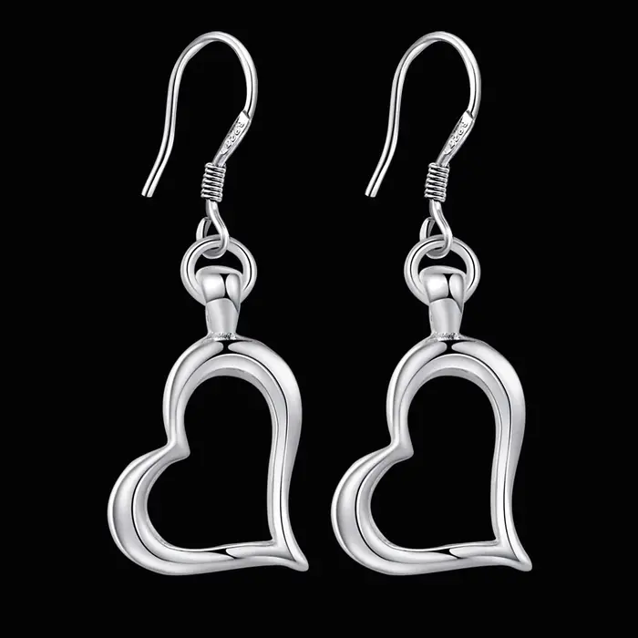 Boucles d'oreilles coeur en argent regardé 925 pour femme