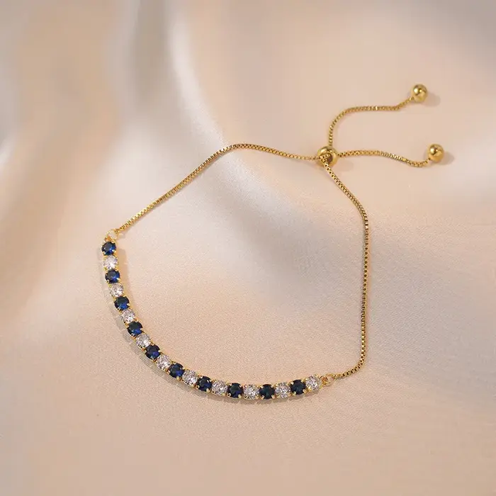 Bracelets ronds en pierre blanche bleu Royal pour femmes