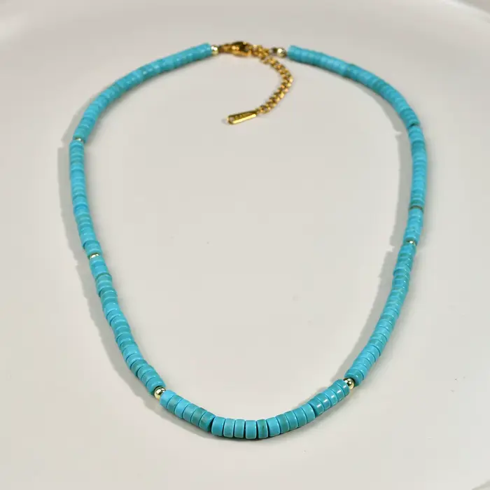 Collier perlé turquoise vintage pour femme, loisirs classiques, bijoux faits à la main, accessoires