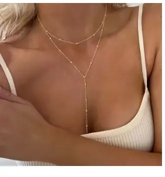 Collier en or pour femmes, plaqué or 14 carats/argent, pendentif en forme de Y, collier à plusieurs 