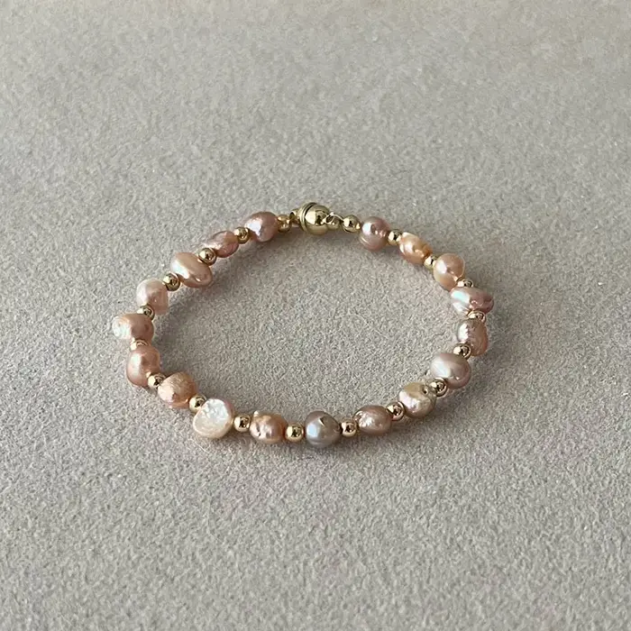 Bracelet de perles baroques naturelles 5-6 mm, mode vintage, violet, blanc, rose, taille 14-21 cm, 5