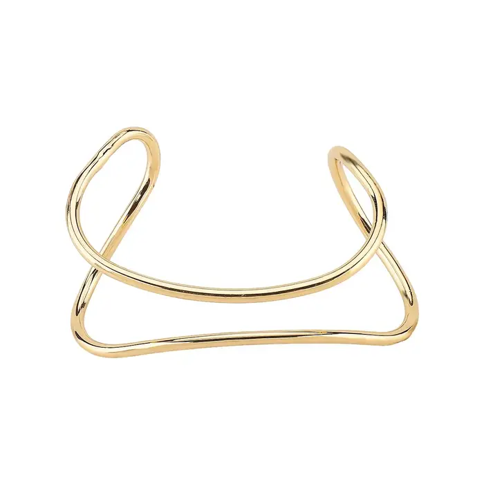 Bracelet ajouré géométrique Double couche B3316, anneau à main ouvert minimaliste à la mode, motif irrégulier, polyvalent au quotidien Ac