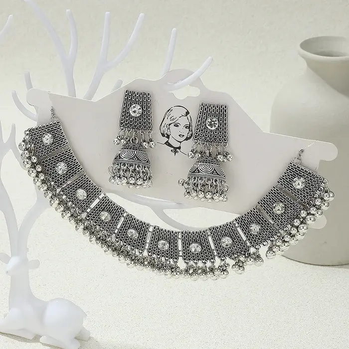 Ensemble de bijoux géométriques creux en or ethnique pour femmes, collier et boucles d'oreilles, bij