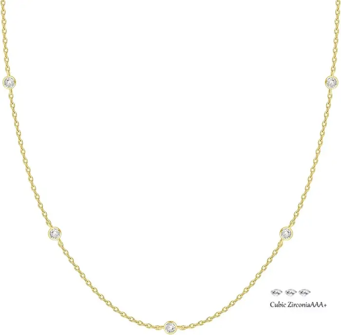 Collier de Station plaqué or K, collier en diamant plaqué argent pour femmes, colliers en diamant simulé, cadeau pour femmes, chaîne CZ