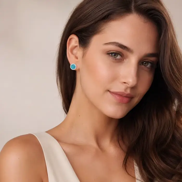 Boucles d'oreilles en turquoise bohème pour femmes occasions spéciales argent sterling 925 certifié CNAS