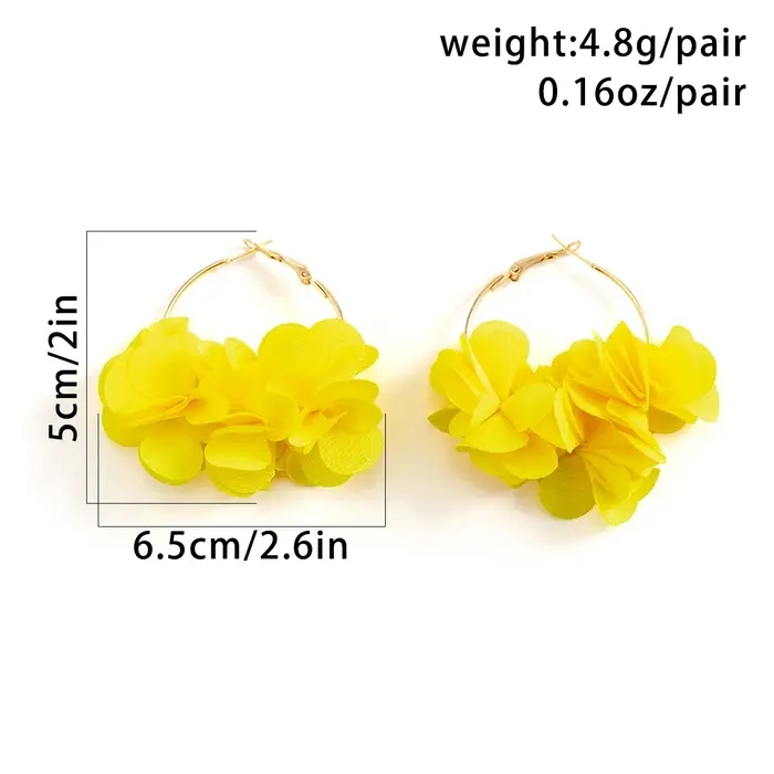 Boucles d'oreilles créoles Ingemark en tissu rose fleuri avec plaquage argent et imitation rhodium pour femmes, mode k-pop, Y2K, bijoux de fête, accessoires romantiques et colorés