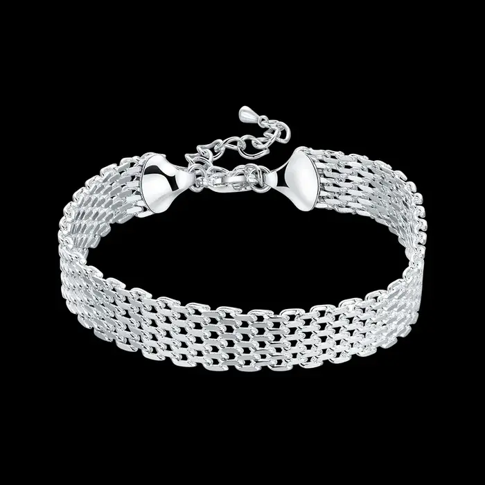 Bracelets en argent regardé 925 pour femme, chaîne de tissage exquise, fête de mariage, cadeaux de N