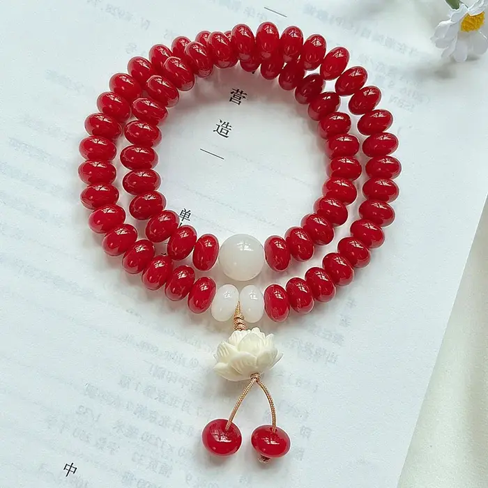 Bracelet Bodhi rouge chinois pour hommes et femmes, perles boulier Benmingnian, perles Bodhi pour je