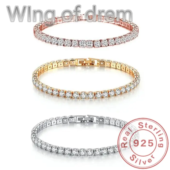 Bracelet de Tennis éblouissant en argent Sterling 925