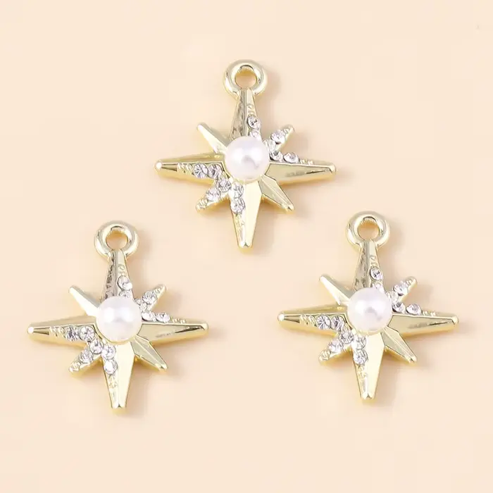 Leslie 5 pièces exquis or argent couleur cristal croissant de lune étoiles breloques pour boucles d'