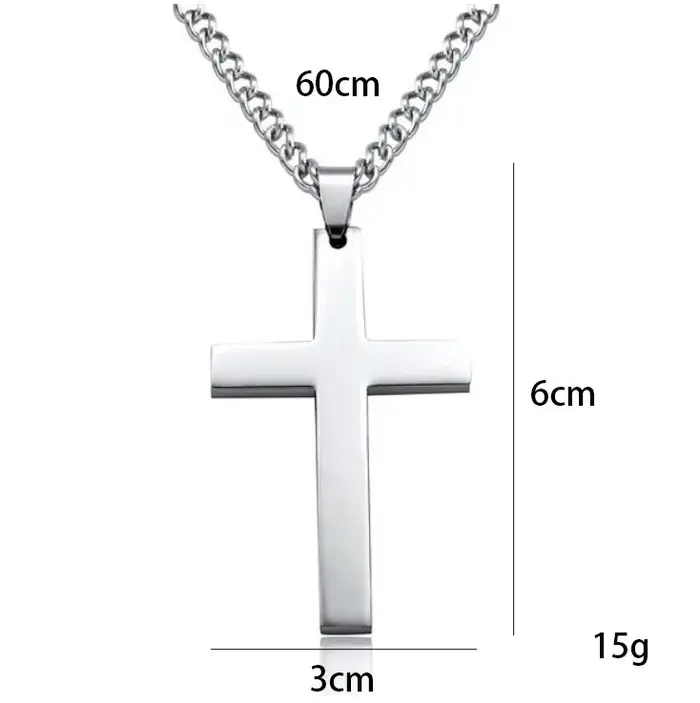 Collier Croix Hip Hop Unisexe en Acier Inoxydable Bijou Tendance Religieux pour Femmes et Hommes Occasions Spéciales