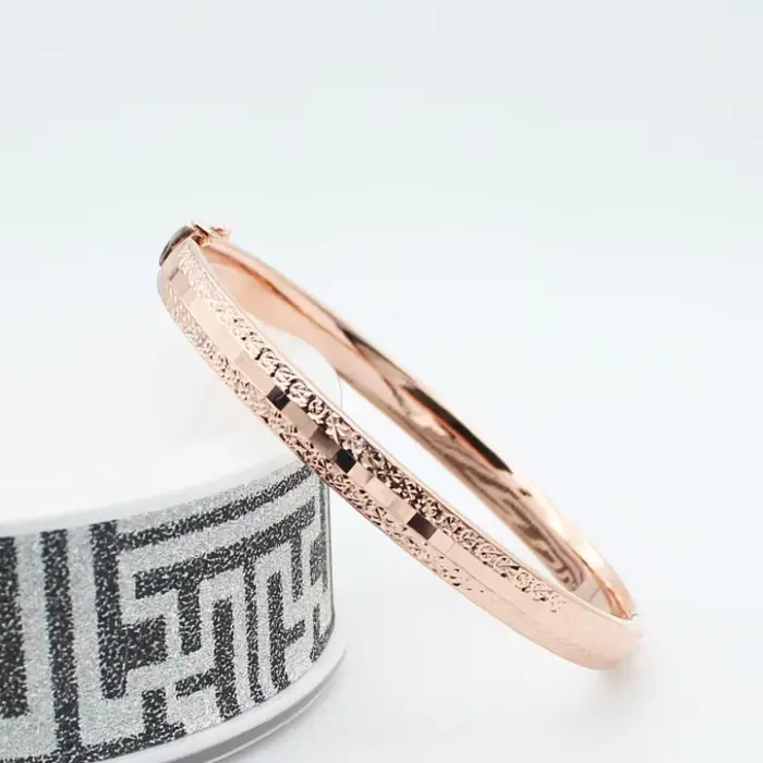 Bracelet à breloques géométriques brillantes pour femme, plaqué or rose 14 carats, design classique,
