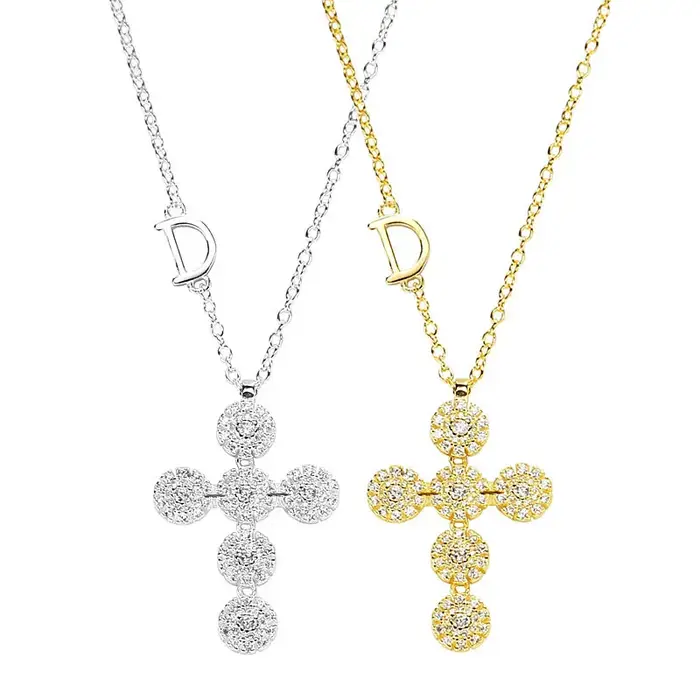 Collier croix en argent sterling 925 avec diamants scintillants pour femmes, bijou romantique et symbolique pour occasions spéciales