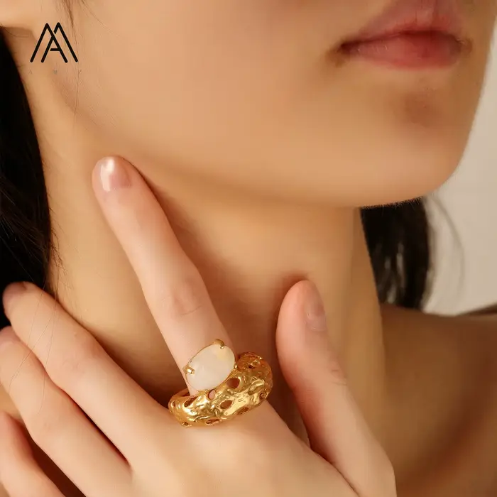 Bague ajustable vintage en œil de tigre naturel pour femme, style européen et américain, bijou de fê