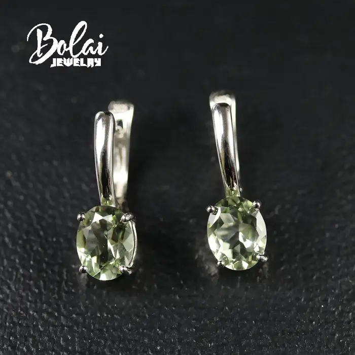 Boucle d'oreille en améthyste verte naturelle