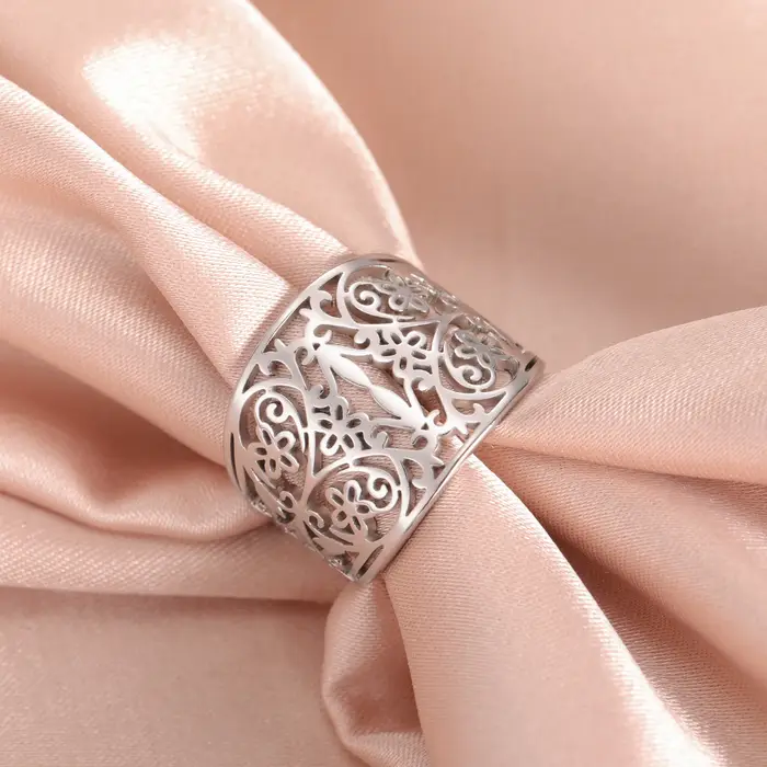 Filigrane-Bague Large en Acier Inoxydable pour Femme
