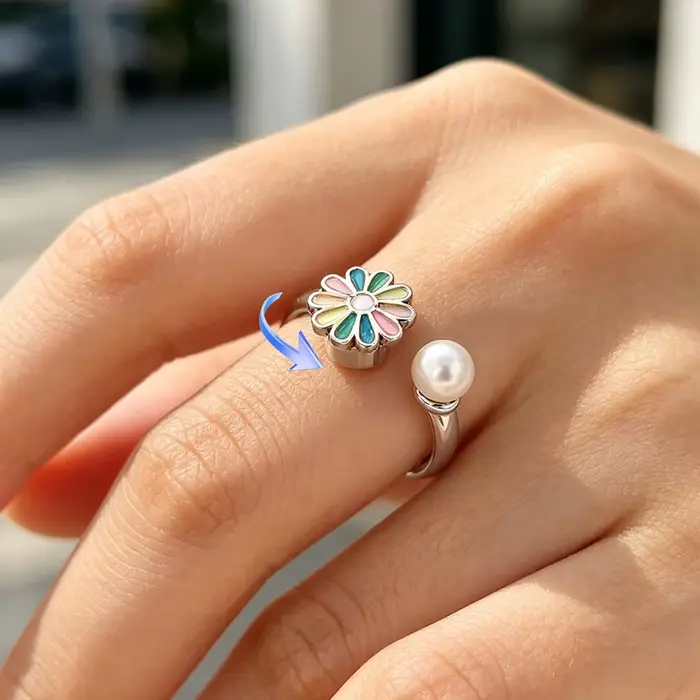 Bagues rotatives marguerites colorées pour femmes, plaquées or 18 carats, anti-stress, bijoux de mode, cadeaux pour toutes les occasions