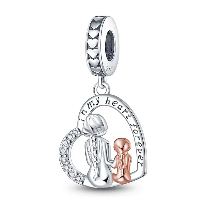 Breloques en argent sterling 925 originales pour mère et fille, meilleures amies, perles pour bracel