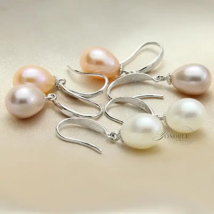 Ensemble de bijoux en perles d'eau douce naturelles en argent 925 pour femmes, collier et boucles d'oreilles pour mariage et occasions spéciales