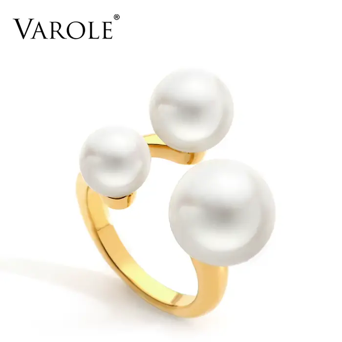 VAROLE – Bague en perles couleur or pour Femme, magnifique bijou à la mode