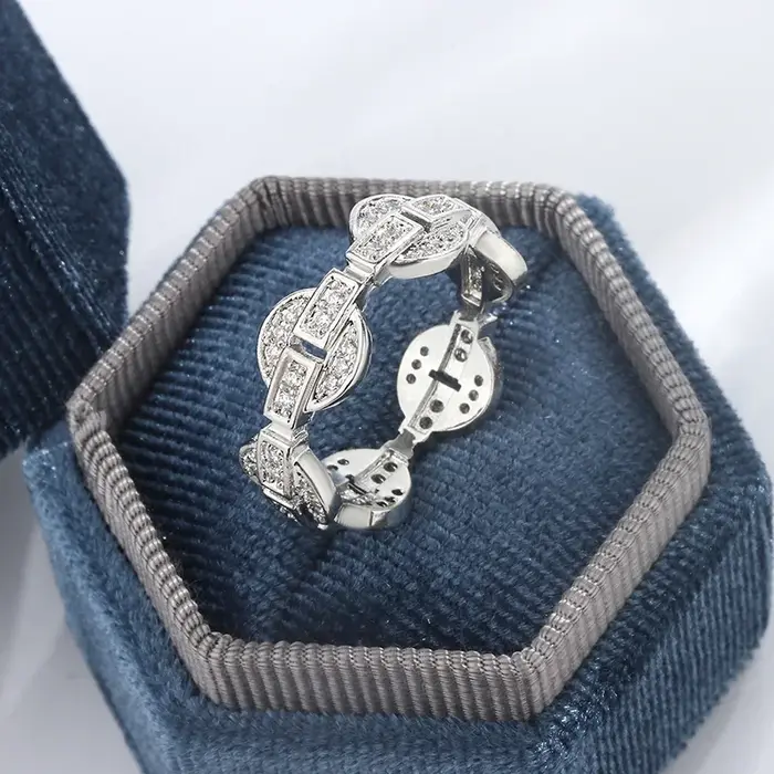 Bague creuse plaquée argent 925 pour femmes