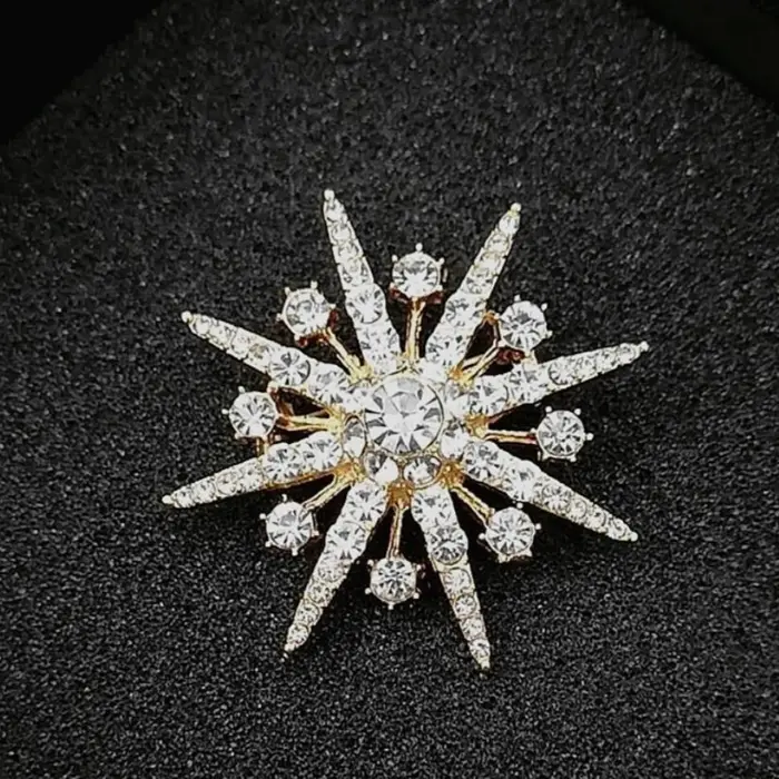 Broches coréennes de luxe couleur or avec étoile octogonale incrustée de zircon pour femmes