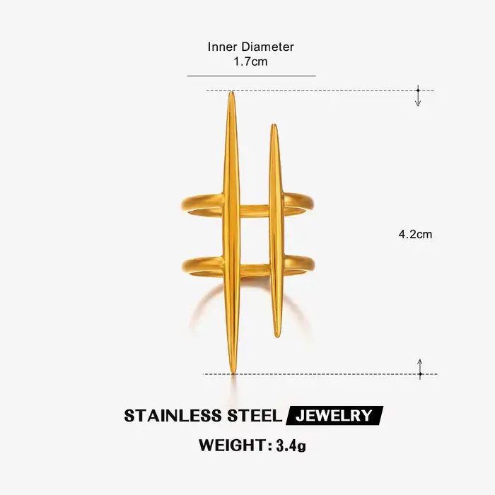 LATS nouveau Design mode Pop plaqué or en acier inoxydable ligne bague pour femmes Couple personnalité Hip Hop bijoux en gros