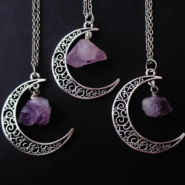 Goth croissant de lune collier pendentif rouge foncé Wiccan sorcière déclaration charme mystique amu