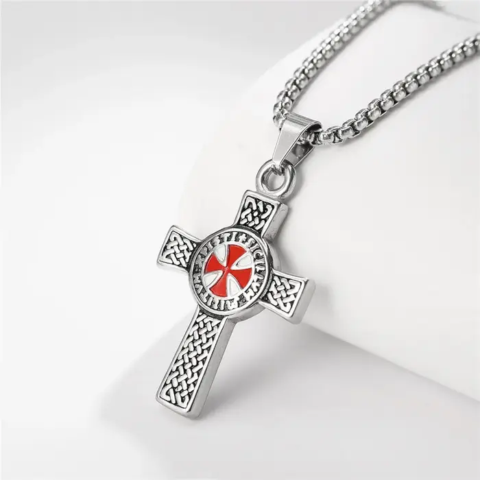 Collier pendentif croix style punk pour hommes bijou unique croix chevalier templier amulette bijou homme occasions spéciales