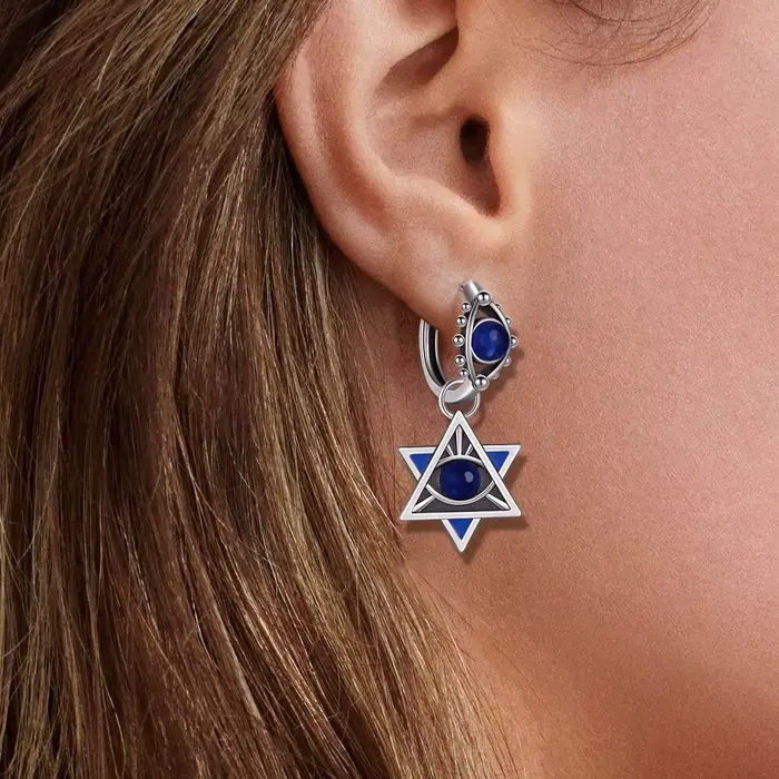 Boucles d'oreilles étoile de David en argent sterling 925 élégantes pour femmes occasions spéciales partis galas et soirées mondaines