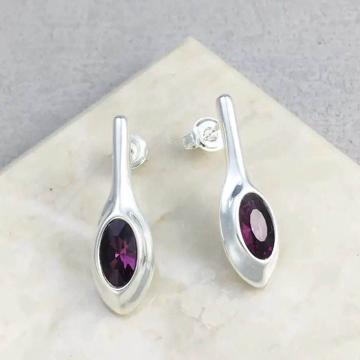 Boucles d'oreilles géométriques en cristal coloré or argent