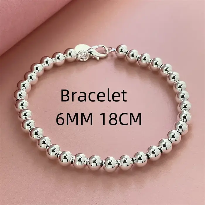 Bracelet en argent Sterling 925, 18-20CM, perles exquises de 6MM, bijoux à la mode pour femmes, cade