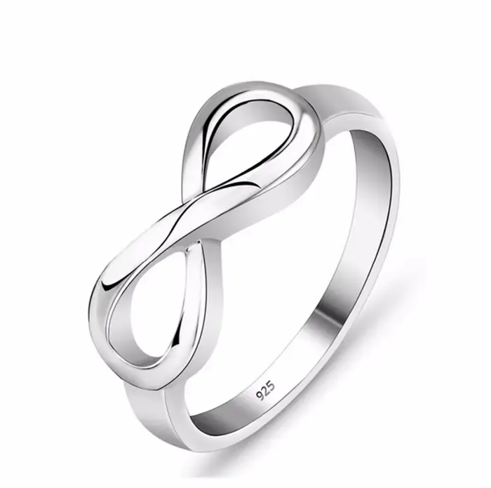 Bague éternité couleur argent pour femme, bijoux à la mode, breloques, amour sans fin, symboles, cadeau meilleur ami