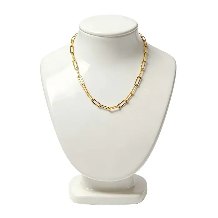 Collier Chaîne Trombone Plaquée Or Délicat Géométrique Acier Inoxydable Pour Femme Occasions Spéciales Polyvalent Minimaliste