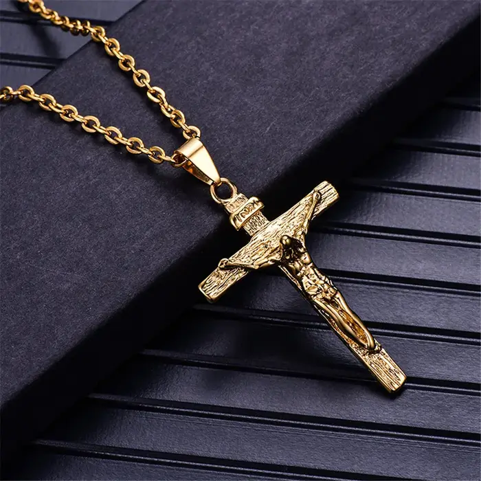 Chaîne pour hommes, bijoux chrétiens, cadeaux, croix Vintage INRI, Crucifix, pièce de jésus, pendent
