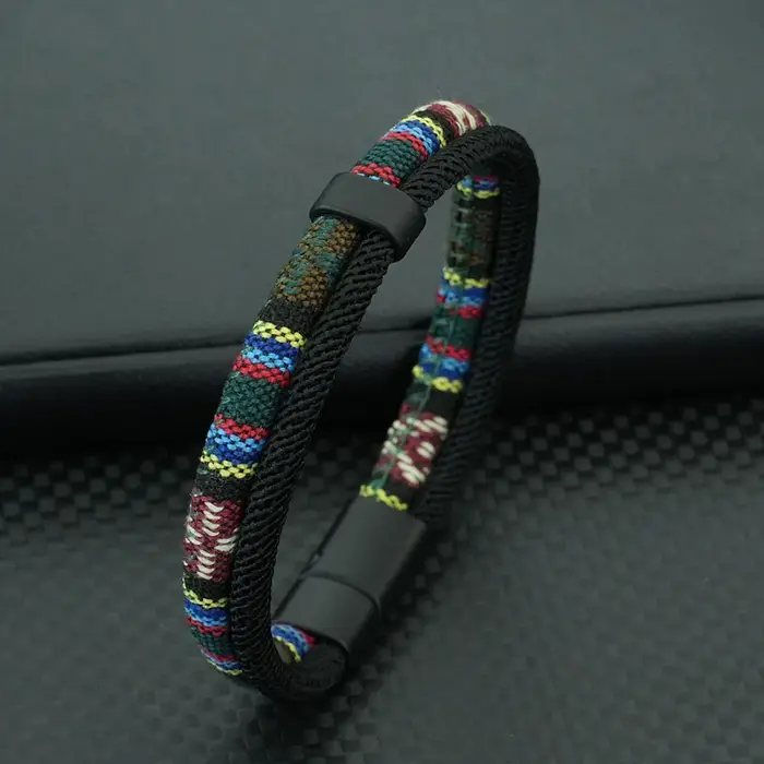 Élégant Bracelet en corde tibétaine hommes 5 couleurs fait à la main ethnique souhait