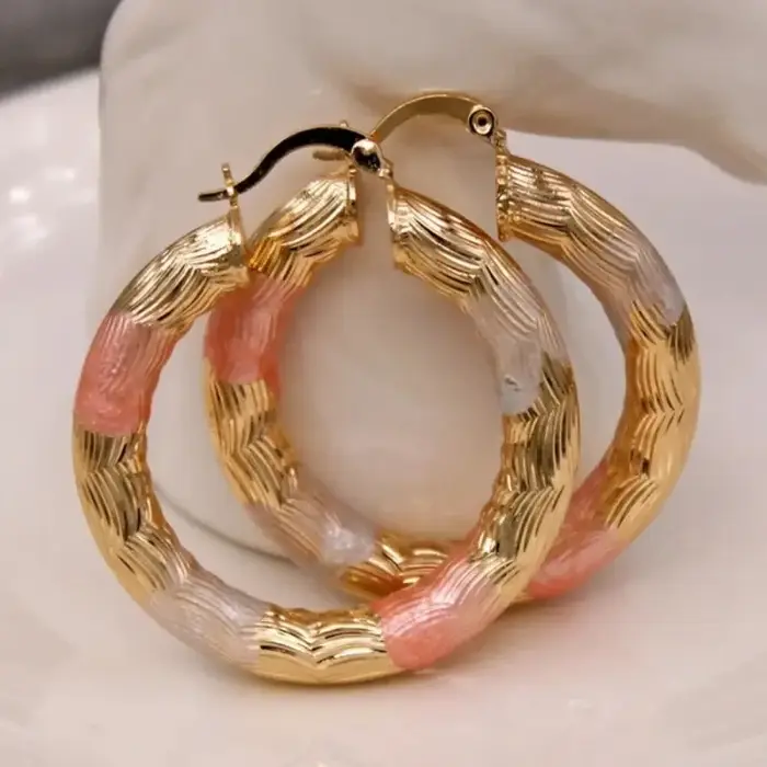 Boucles d'oreilles créoles dorées en alliage de Style bohème, cadeau exquis, boucles d'oreilles déco