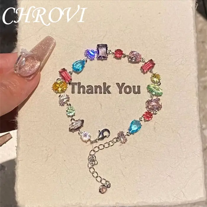 Bracelet exquis en argent sterling 925 avec zirconias - design unique, accessoire tendance couleur b