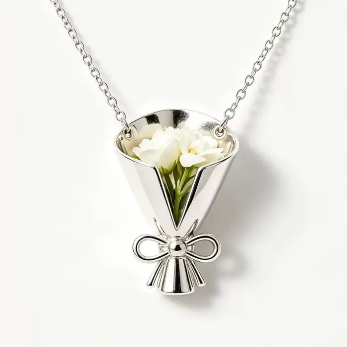 Nouvel Arrivage Collier Pendentif Mini Bouquet de Fleurs Amovible de Luxe pour Femme, Bijou Tendance