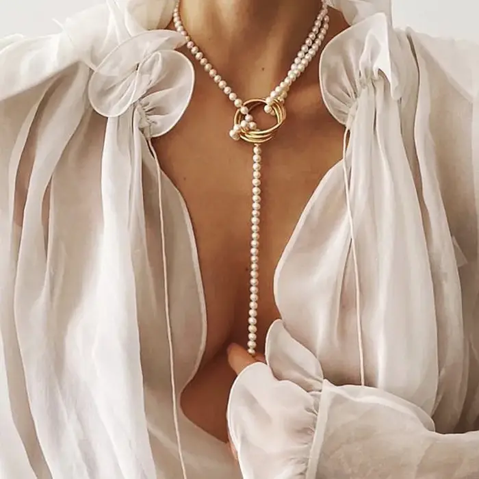 Collier pendentif en perles Vintage pour femmes