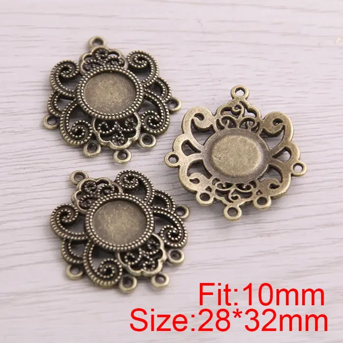 SWEET BELL – connecteur de Cabochon rond + pendentif à breloques