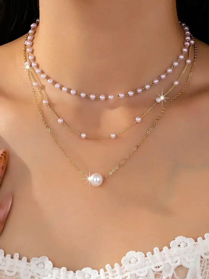 Collier en perles d'imitation multi-couches, tendance, décontracté, sexy et polyvalent pour femmes