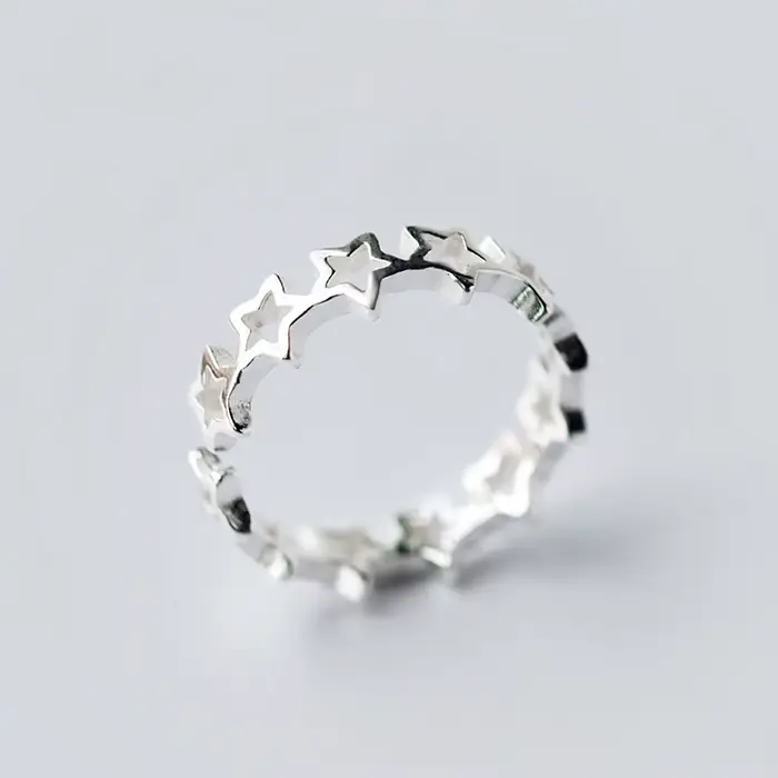 Huitan – bagues d'ouverture réglables étoiles fantaisie pour femmes, plaqué argent, usage quotidien,