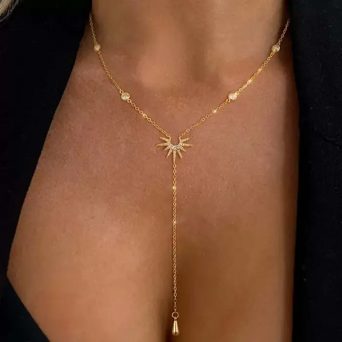 Collier Long à pampilles en forme de Y pour femmes