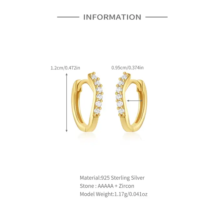 Boucles d'Oreilles en Argent Sterling 925 avec Zirconium Micro-Incarné Pour Femmes Occasions Spéciales Fêtes Mariages Anniversaires