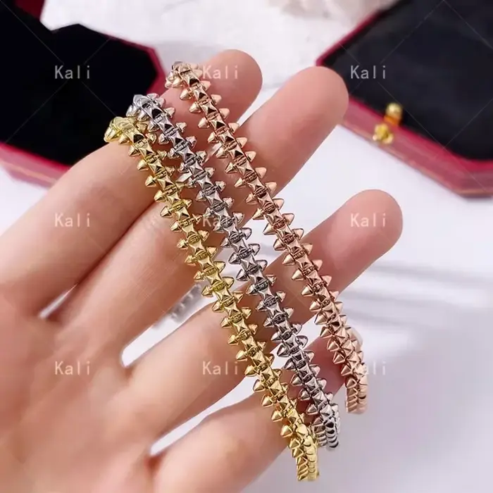 Bracelet à rivets en argent sterling 925 de marque classique, bijoux de luxe personnalisés pour femmes, cadeau de fête pour couple